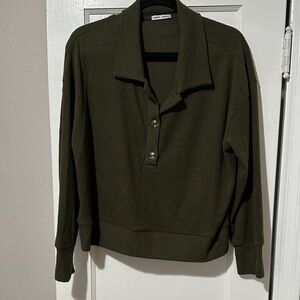 Sweet Romeo Dark Green V-Neck Sweater